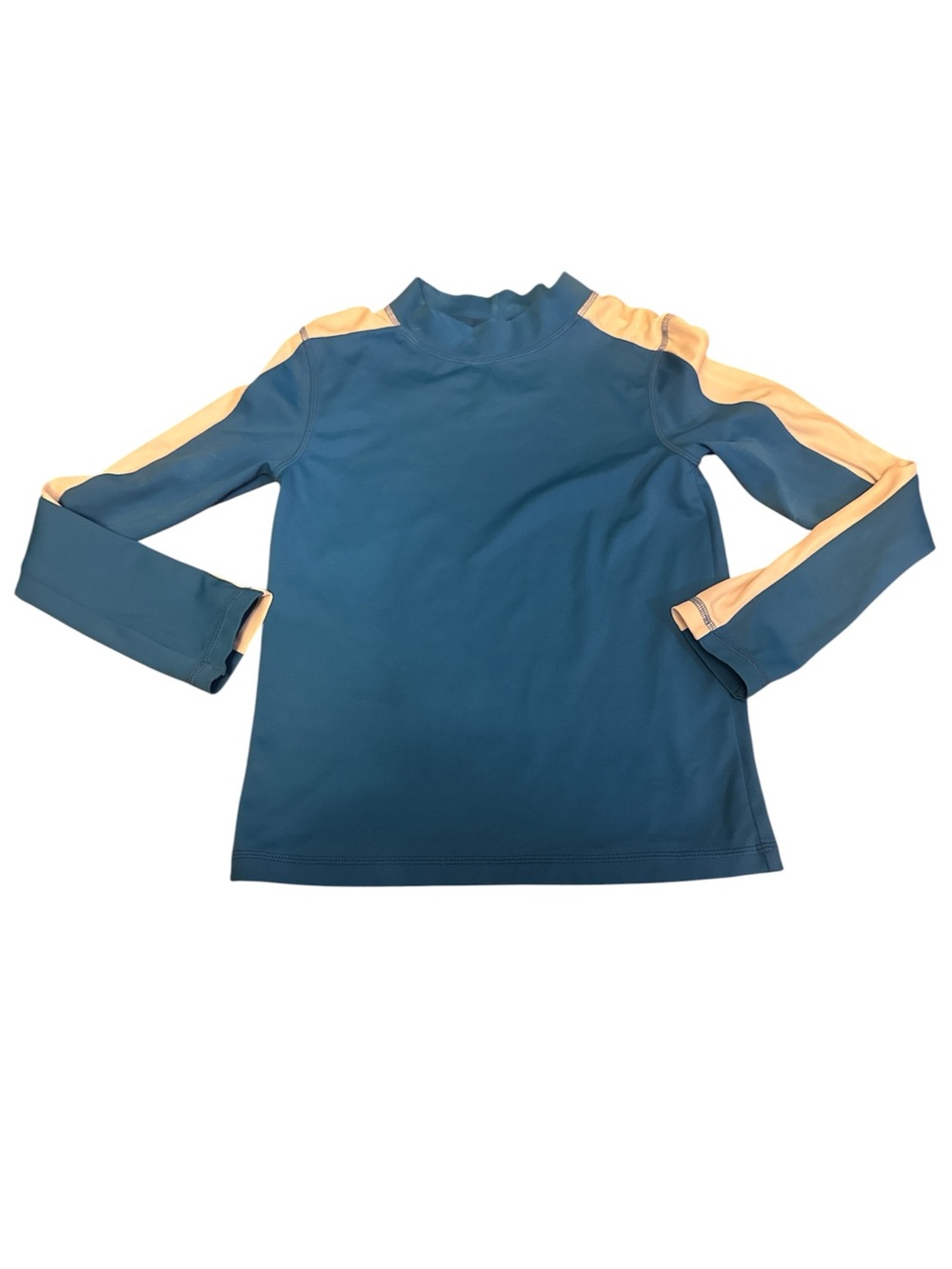 Boden Teal Swim Rashguard with White Shoulder Stripes